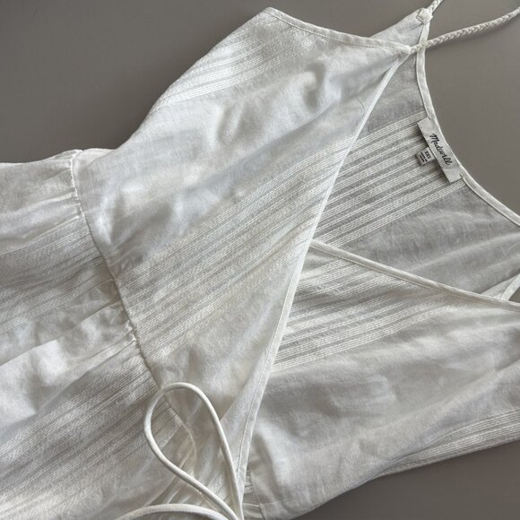 Madewell Sicily Cover-Up Wrap Dress in Eyelet White, Cotton Gauze Sundress, XXS - Picture 7 of 10